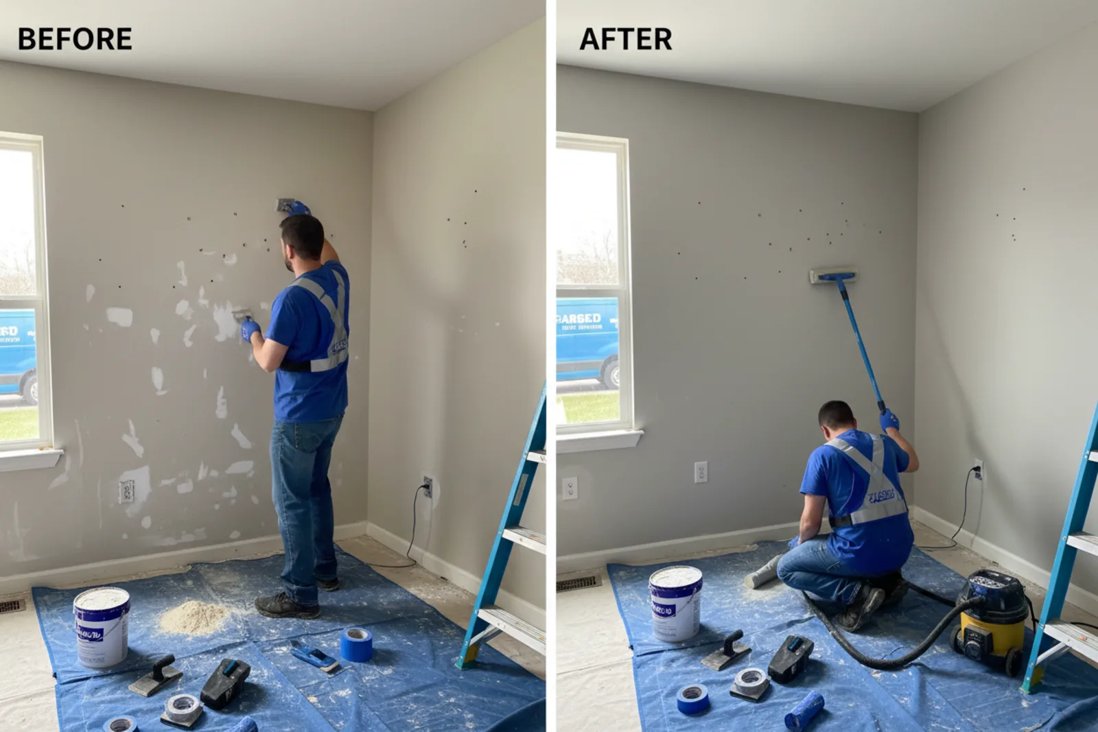 Interior painting Richmond KY contractor preparing drywall surface with proper prep work techniques